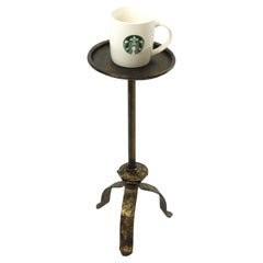 Small Drinks Side Table Gueridon in Gilt Patinated Iron, Spain 1940s