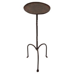 Drinks Side Table Gueridon in Wrought Iron with Rusty Patina, Spain 1940s
