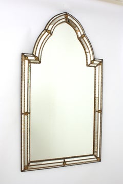Venetian Modern Ogee Arch Mirror with Brass Details, Spain 1960s