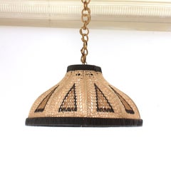 Spanish Modernist Dome Pendant Lamp in Beige and Brown Macrame, Spain 1970