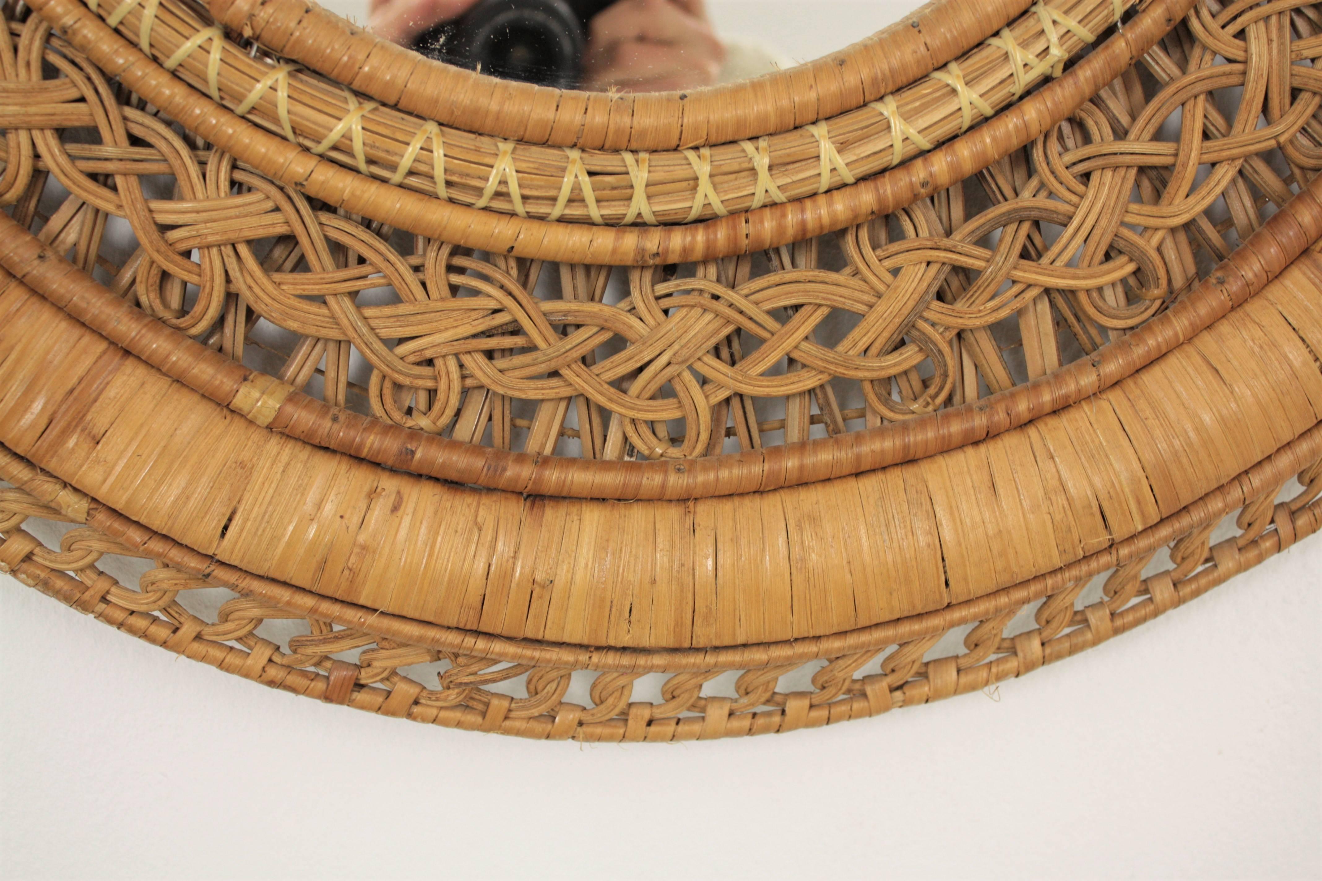 mirror with rattan frame