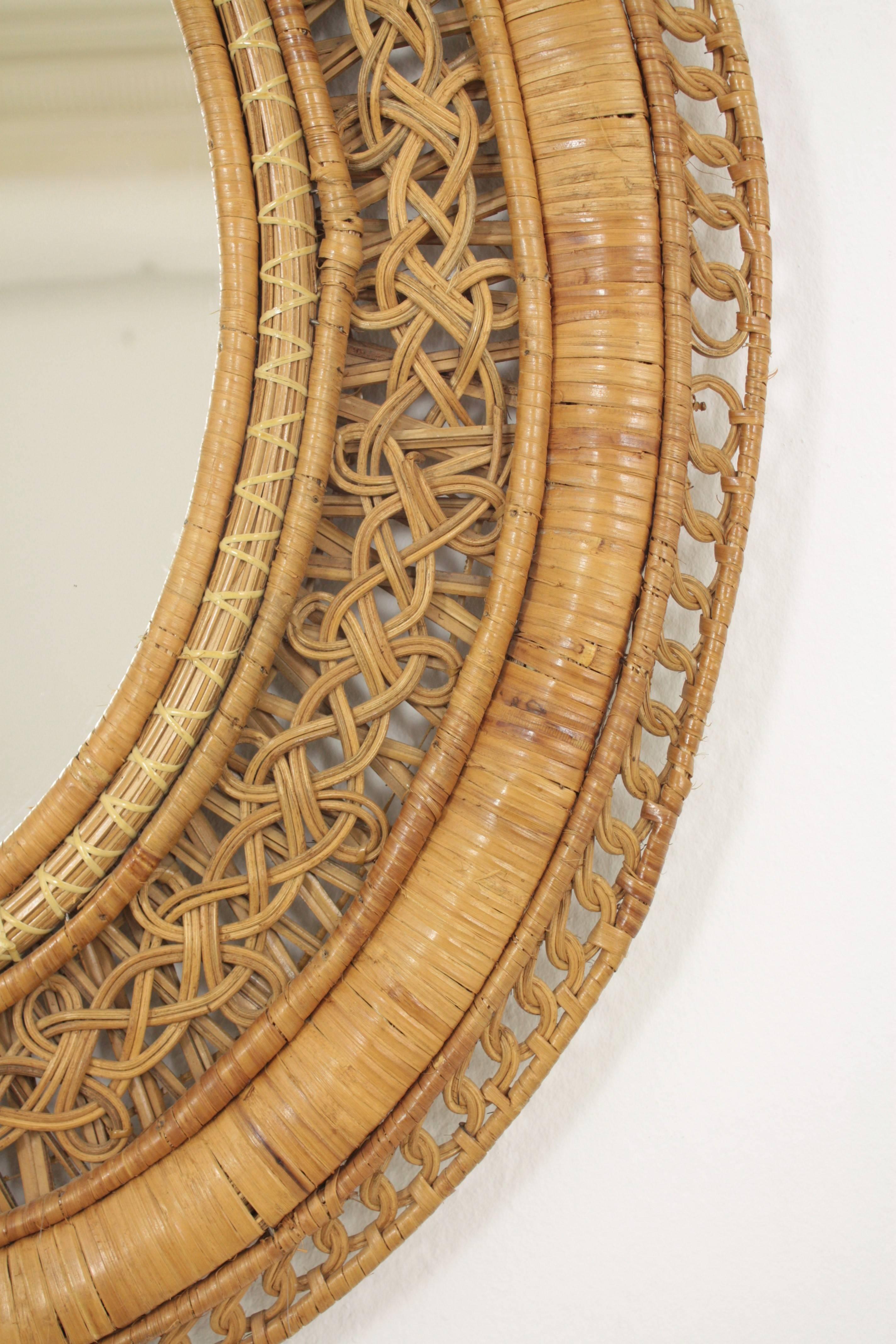 oval rattan mirror