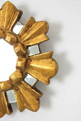 Unique Spanish Baroque Style Giltwood and Mirrored Sunburst Mirror Miniature