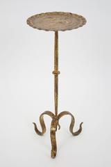Spanish 1930s Gothic Style Hand-Hammered Gilt Iron Gueridon Table