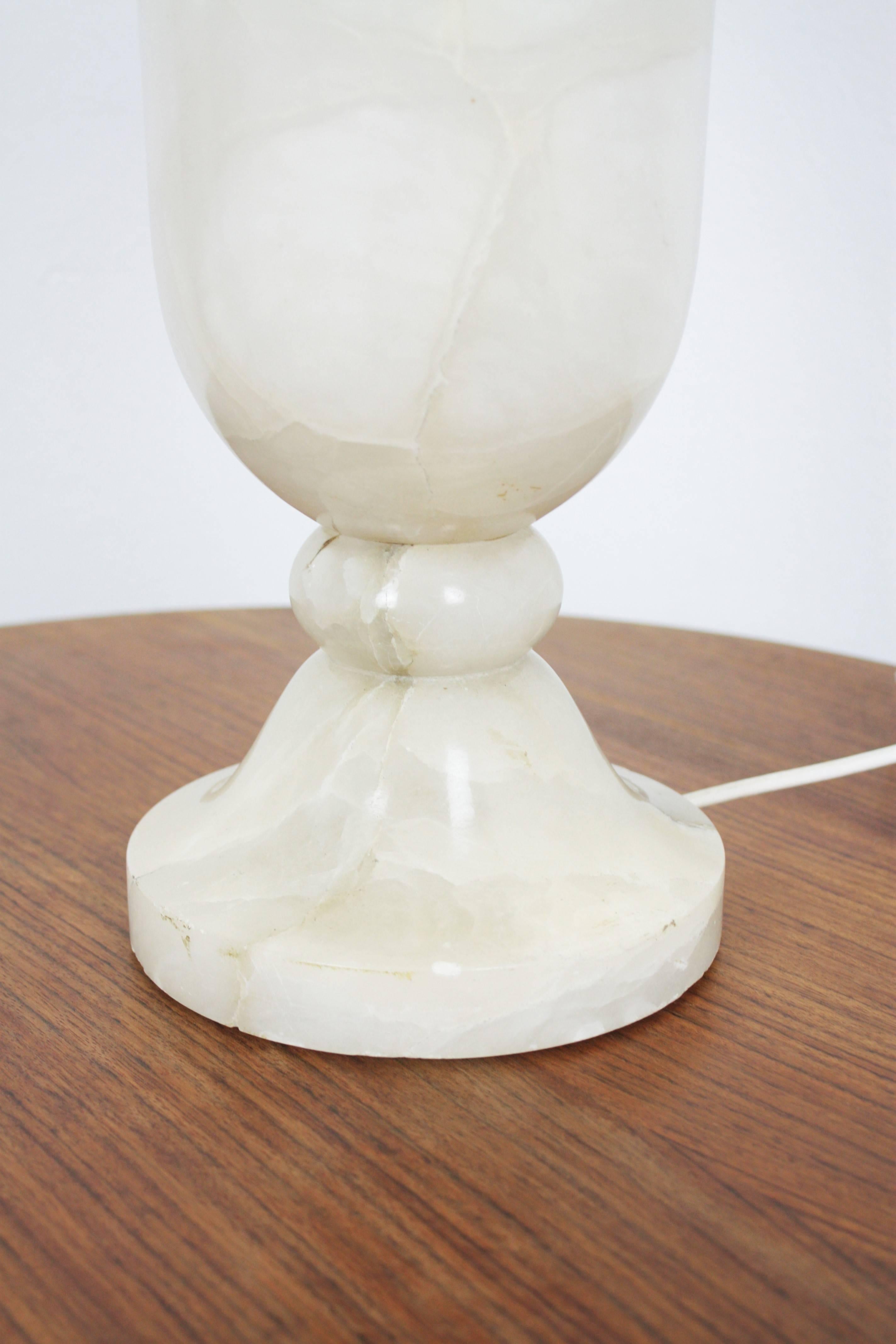 Spanish 1930s Art Deco Alabaster Urn Table Lamp 1