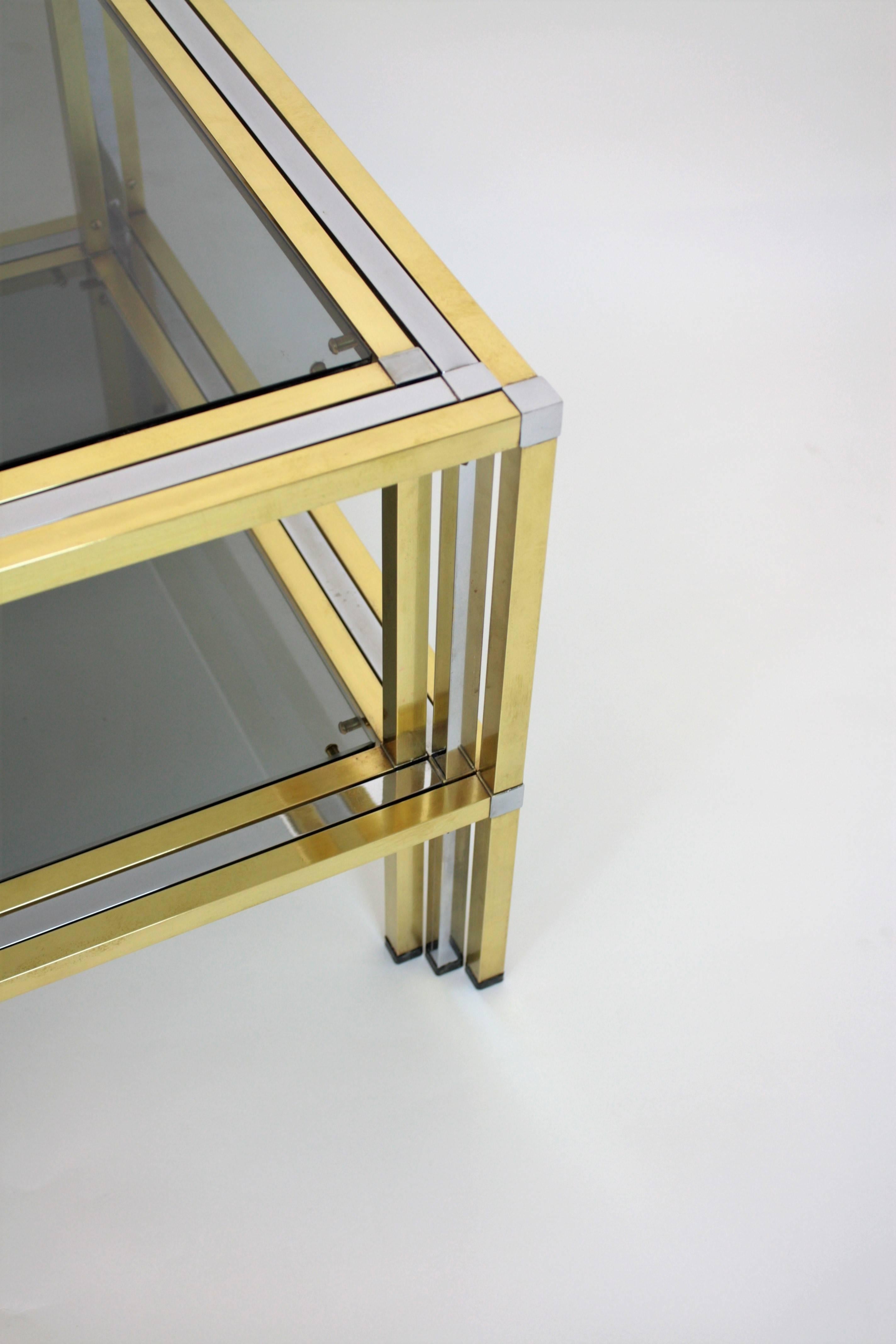 Italian 1970s Romeo Rega Brass and Chrome Coffee Table In Excellent Condition In Barcelona, ES