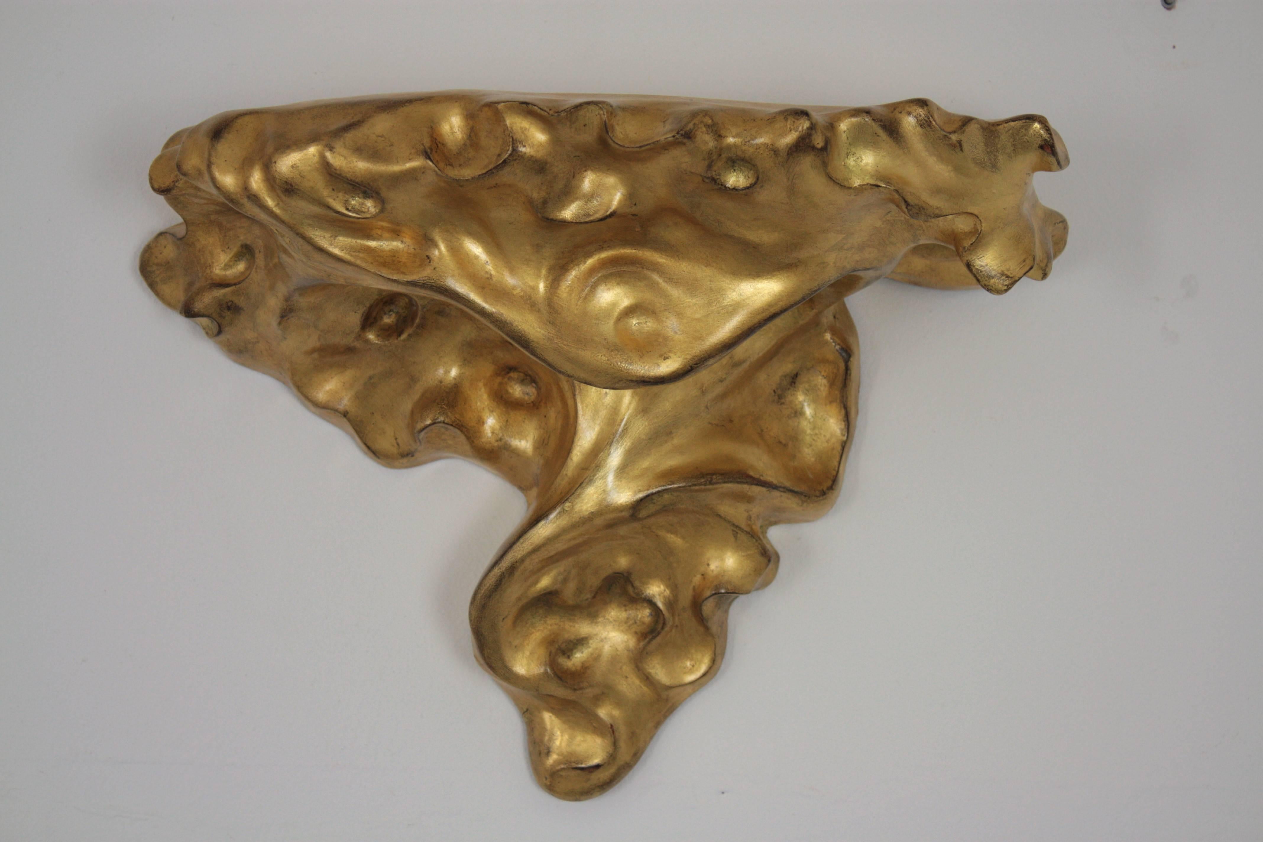 Carved Antoni Gaudí Art Nouveau Gold Leaf Giltwood Wall Console For Sale