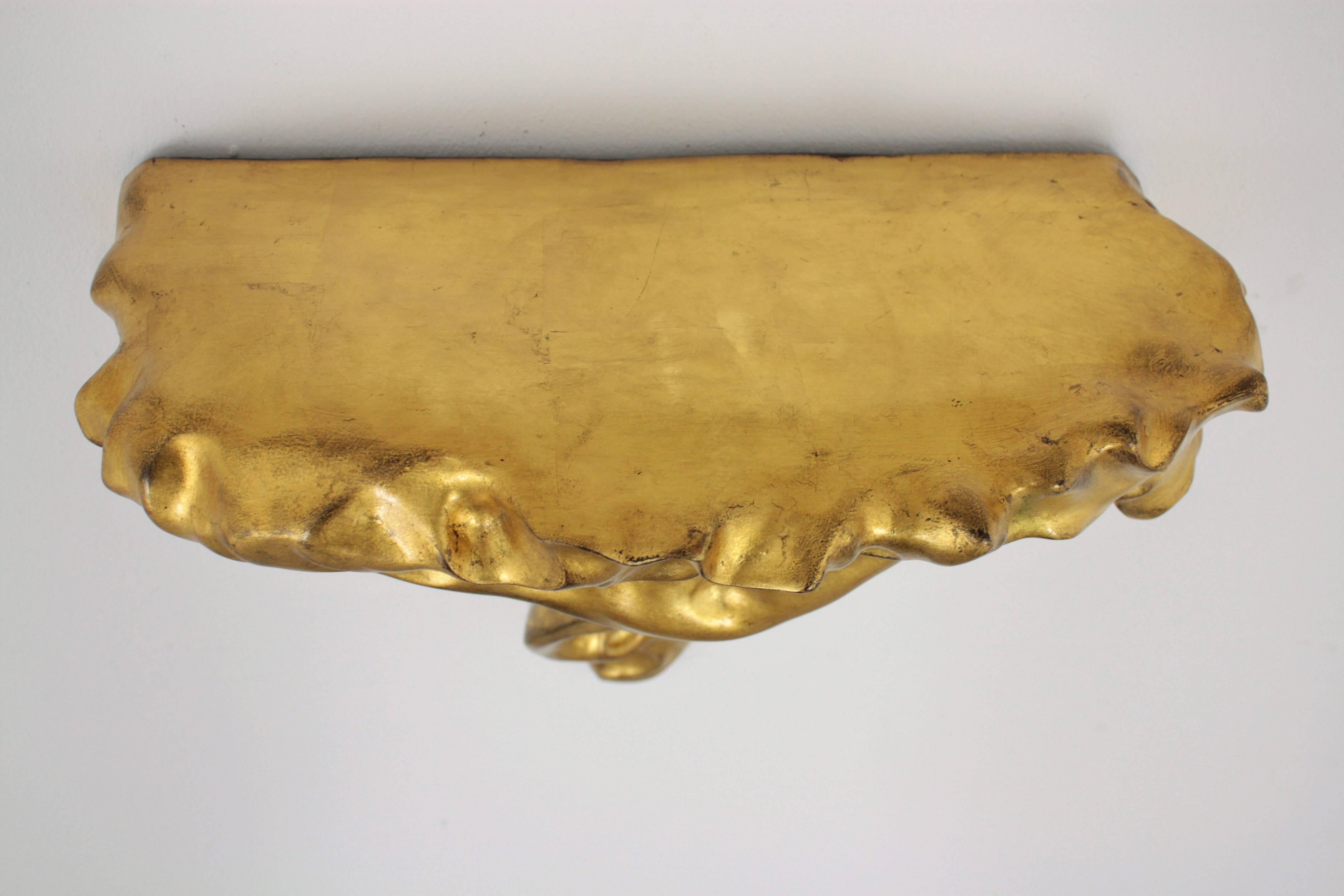 Antoni Gaudí Art Nouveau Gold Leaf Giltwood Wall Console For Sale 1