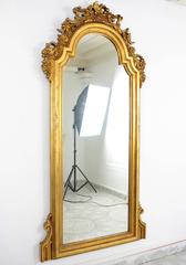 Francisco Hurtado Regency Carved Giltwood Mirror, Spain, 1960s