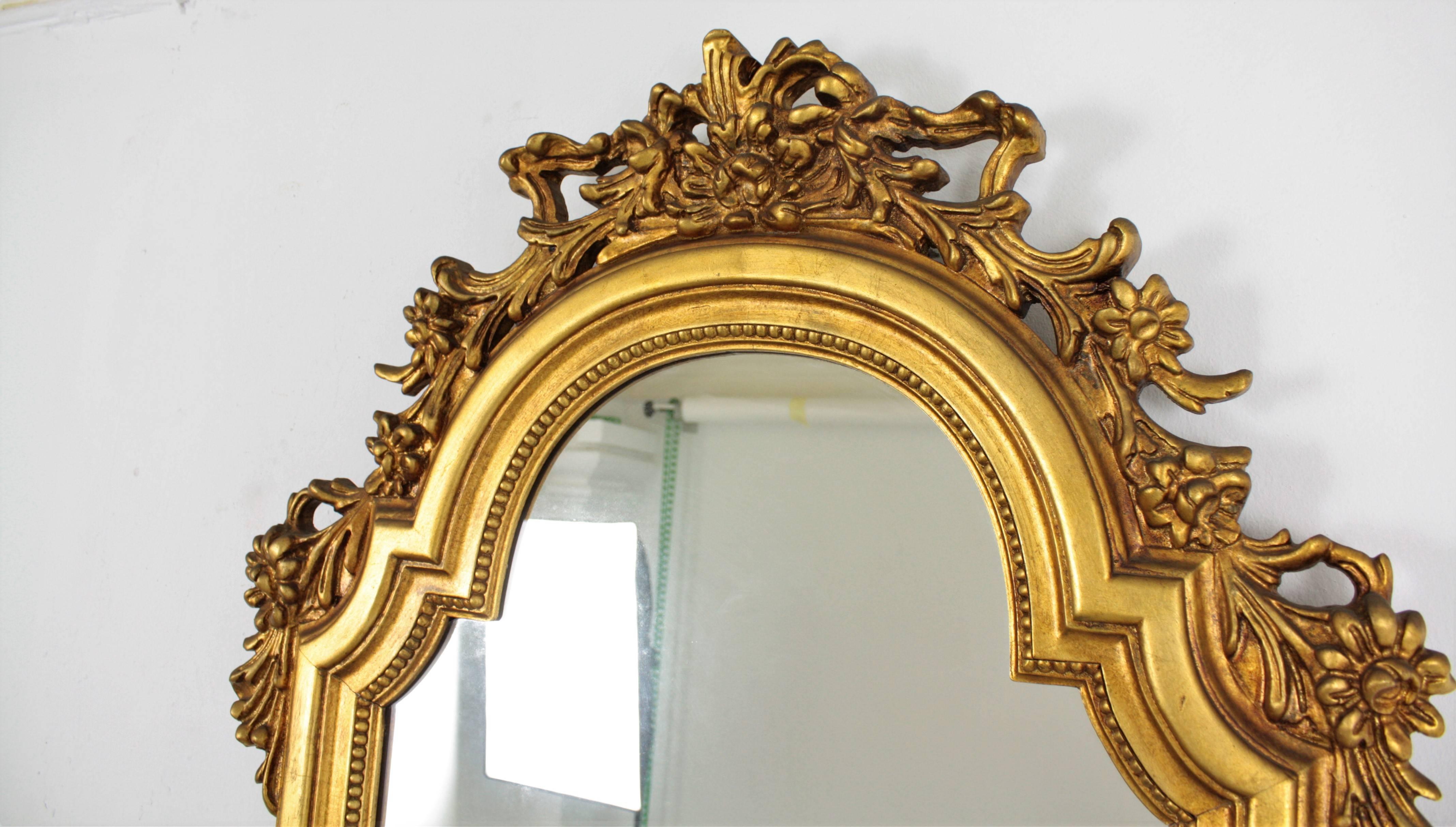 Spanish Francisco Hurtado Regency Carved Giltwood Mirror, Spain, 1960s