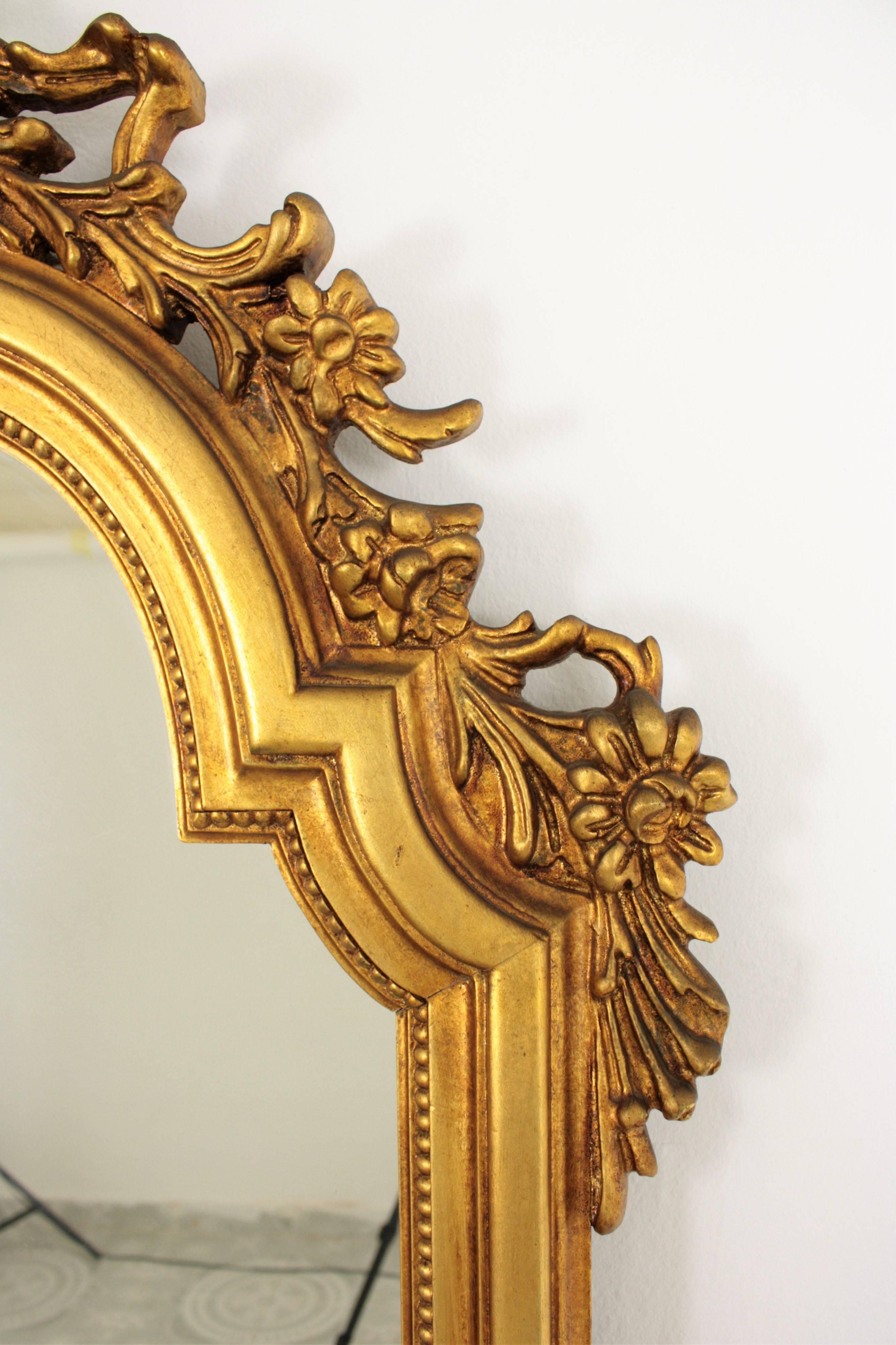 Gold Leaf Francisco Hurtado Regency Carved Giltwood Mirror, Spain, 1960s