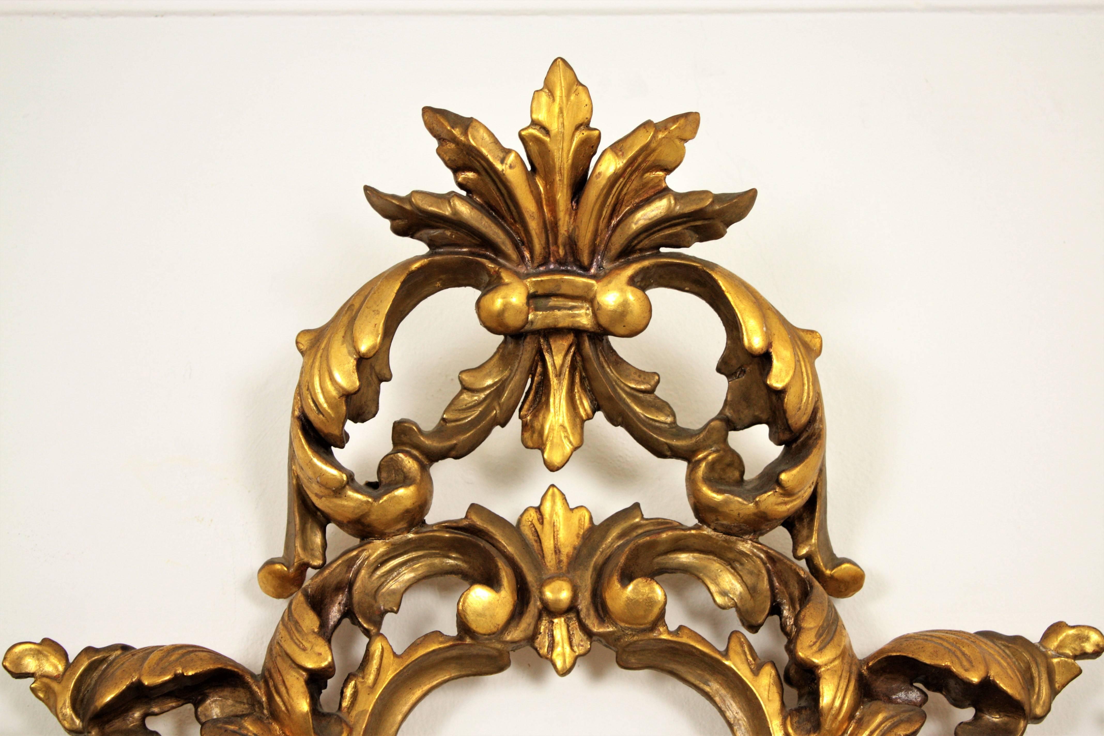 19th Century, Spanish, Rococo Style Finely Carved Giltwood Mirror 1
