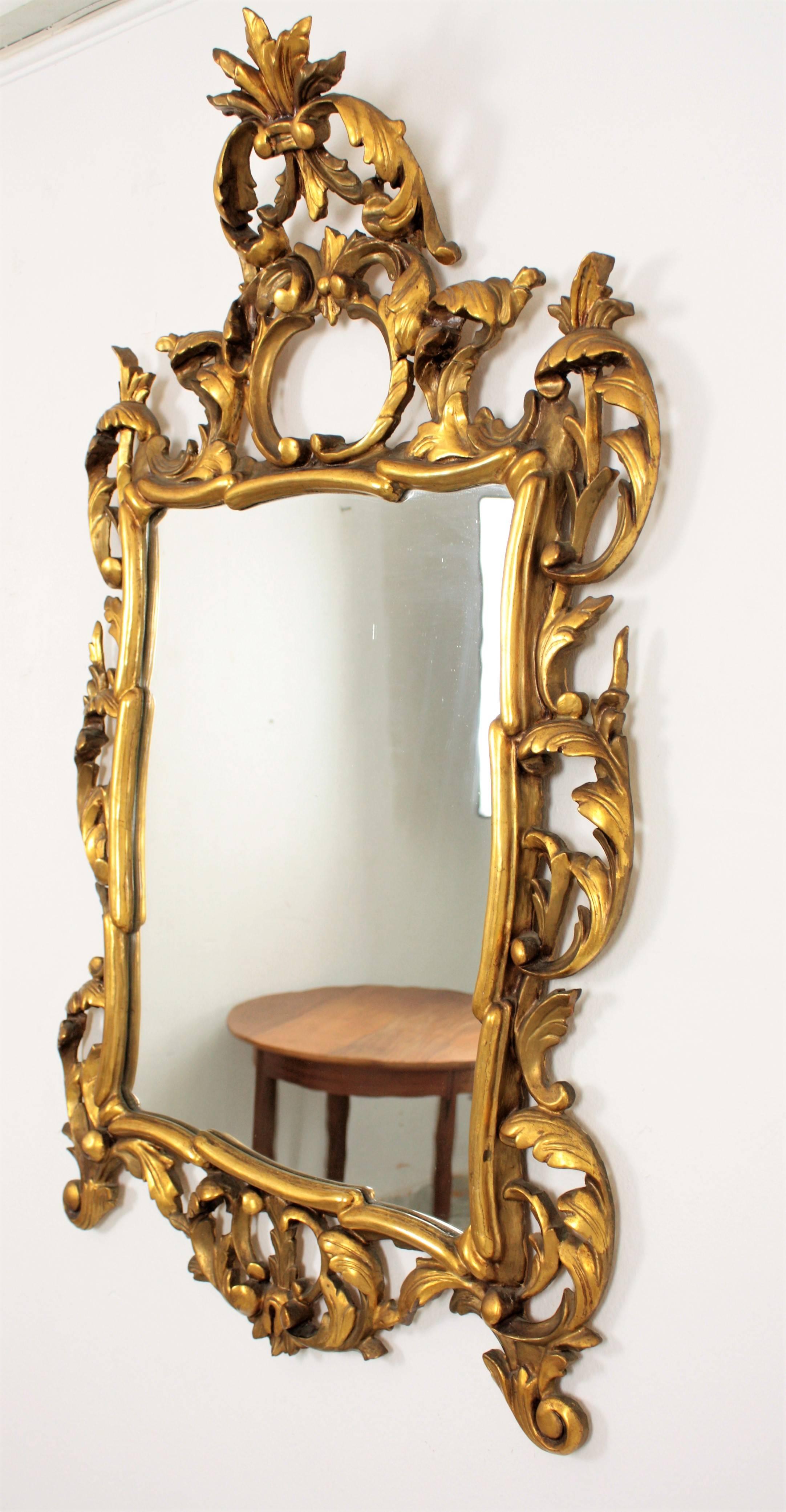 19th Century, Spanish, Rococo Style Finely Carved Giltwood Mirror 3