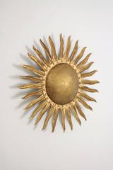 1940s Spanish Gilt Iron Sunburst Wall Sconce or Ceiling Light Fixture