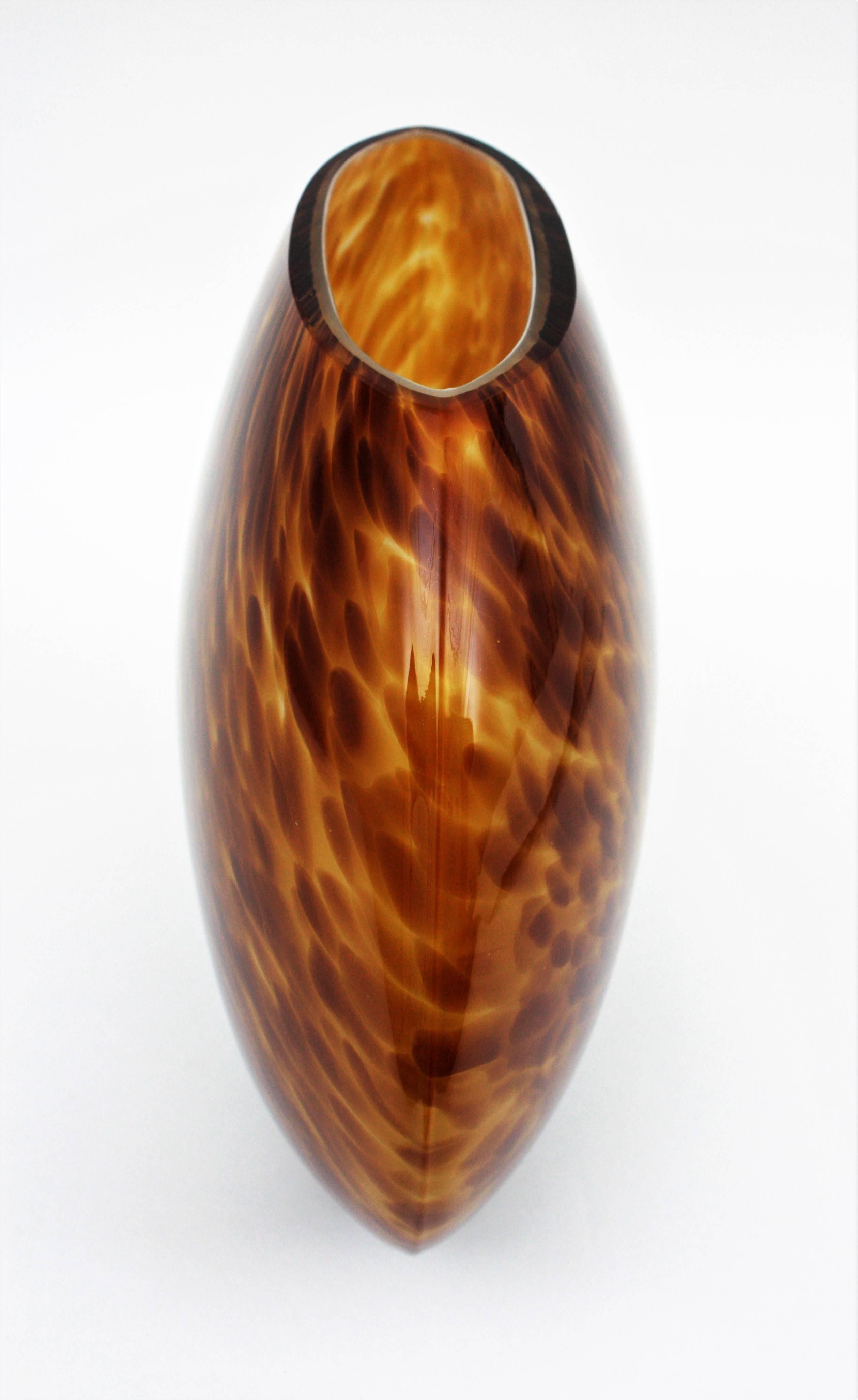 Unusual Large Tortoiseshell Handblown Murano Glass Globe Vase 2