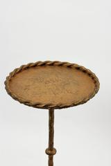 Spanish 1940s Gothic Style Hand-Hammered Gilt Iron Gueridon Table