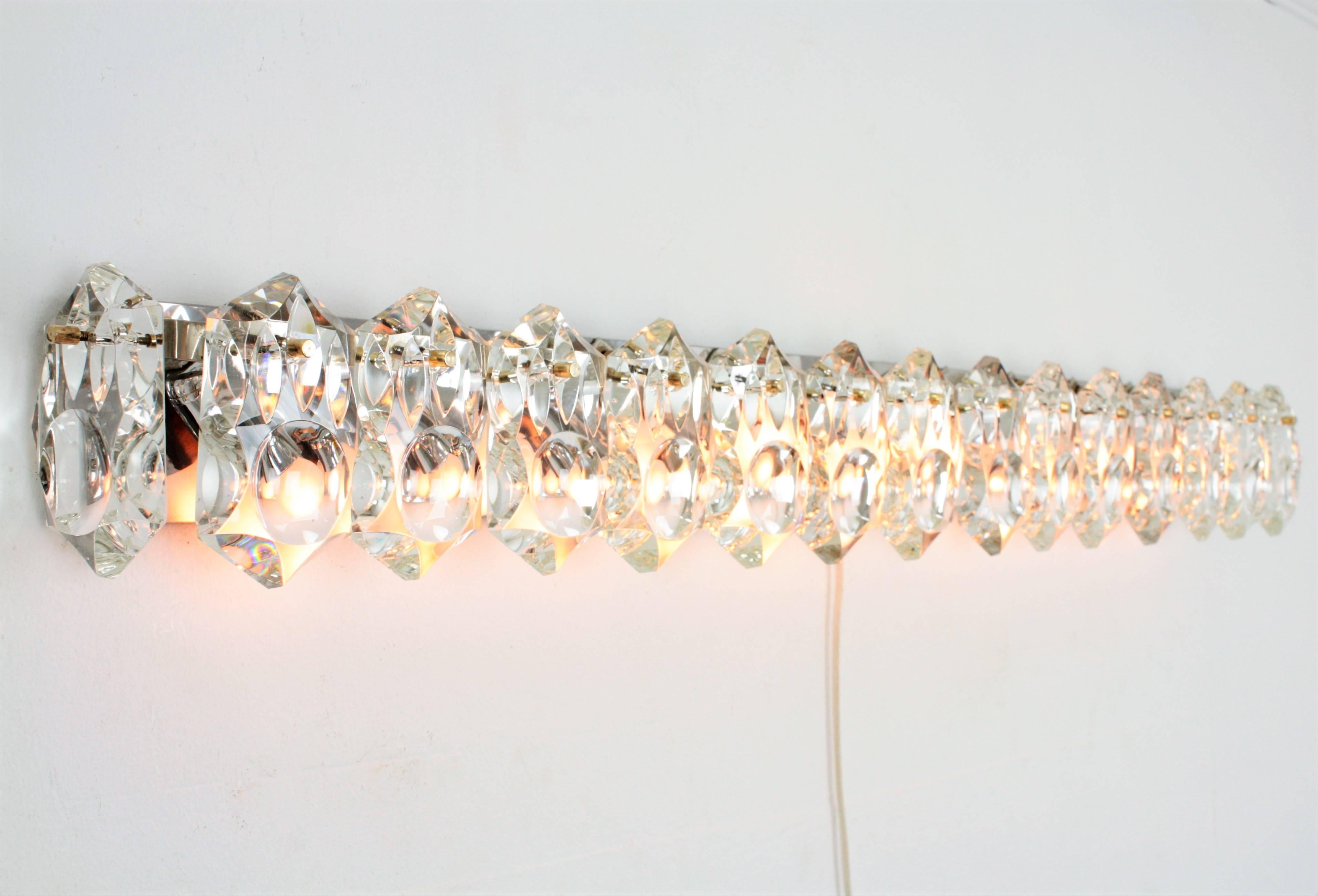 Austrian Kinkeldey Faceted Crystal Ten-Light Wall Sconce/ Bathroom Light Fixture