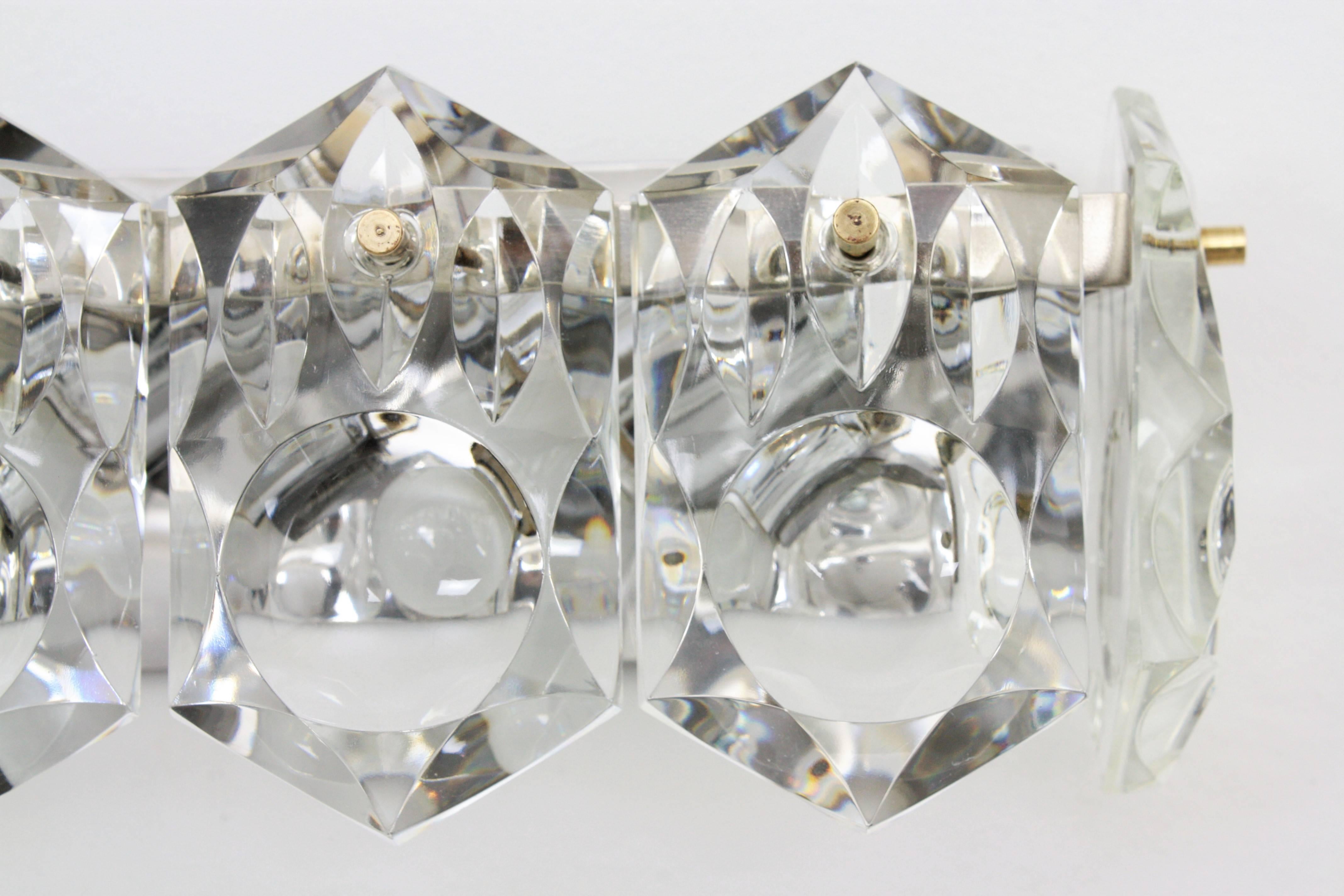 20th Century Kinkeldey Faceted Crystal Ten-Light Wall Sconce/ Bathroom Light Fixture