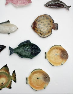 Set of Nine Mid-Century Modern Ceramic and Porcelain Fishes Wall Decoration