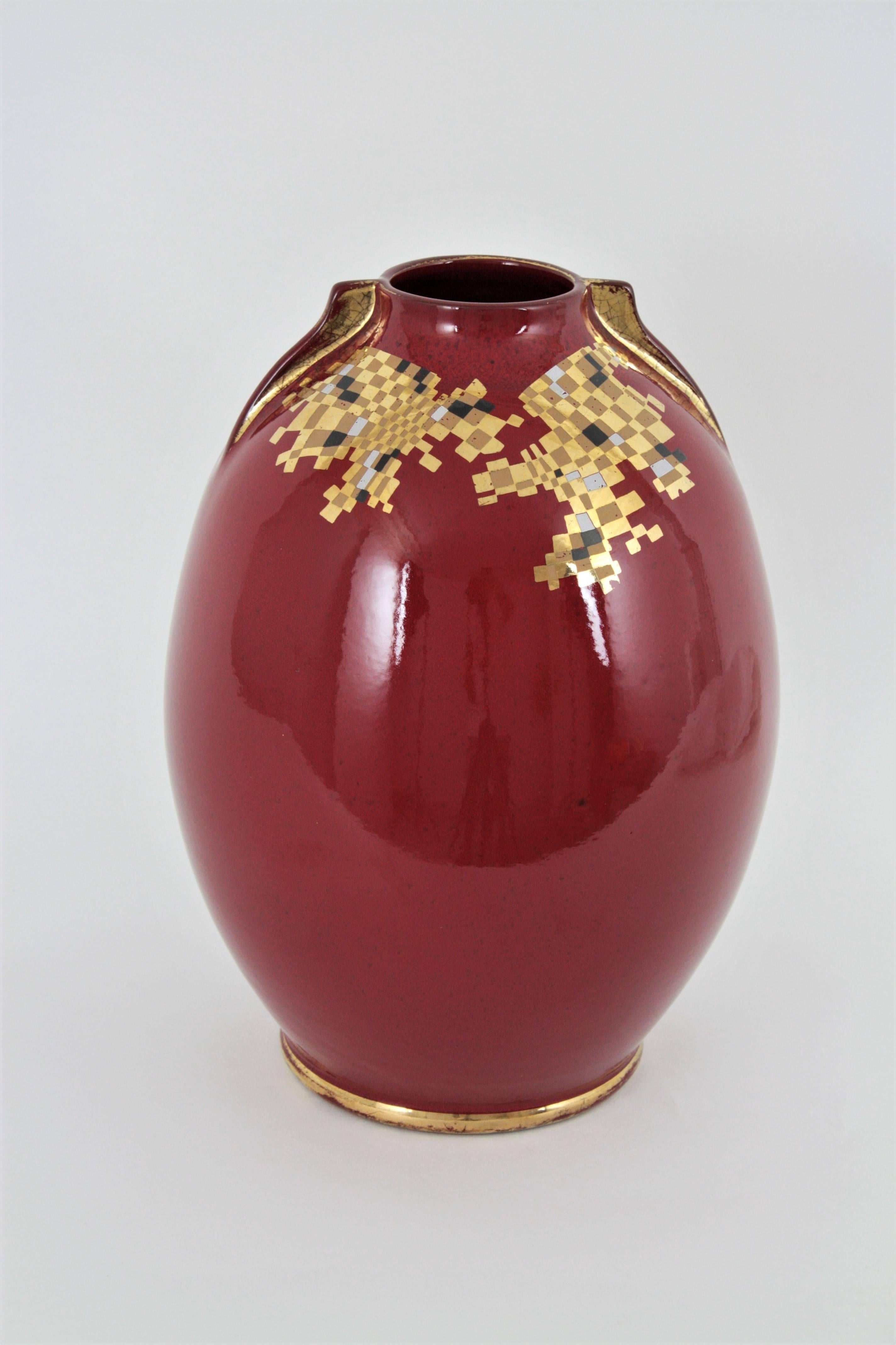 20th Century Red Gold Ceramic Vase, 1960s
