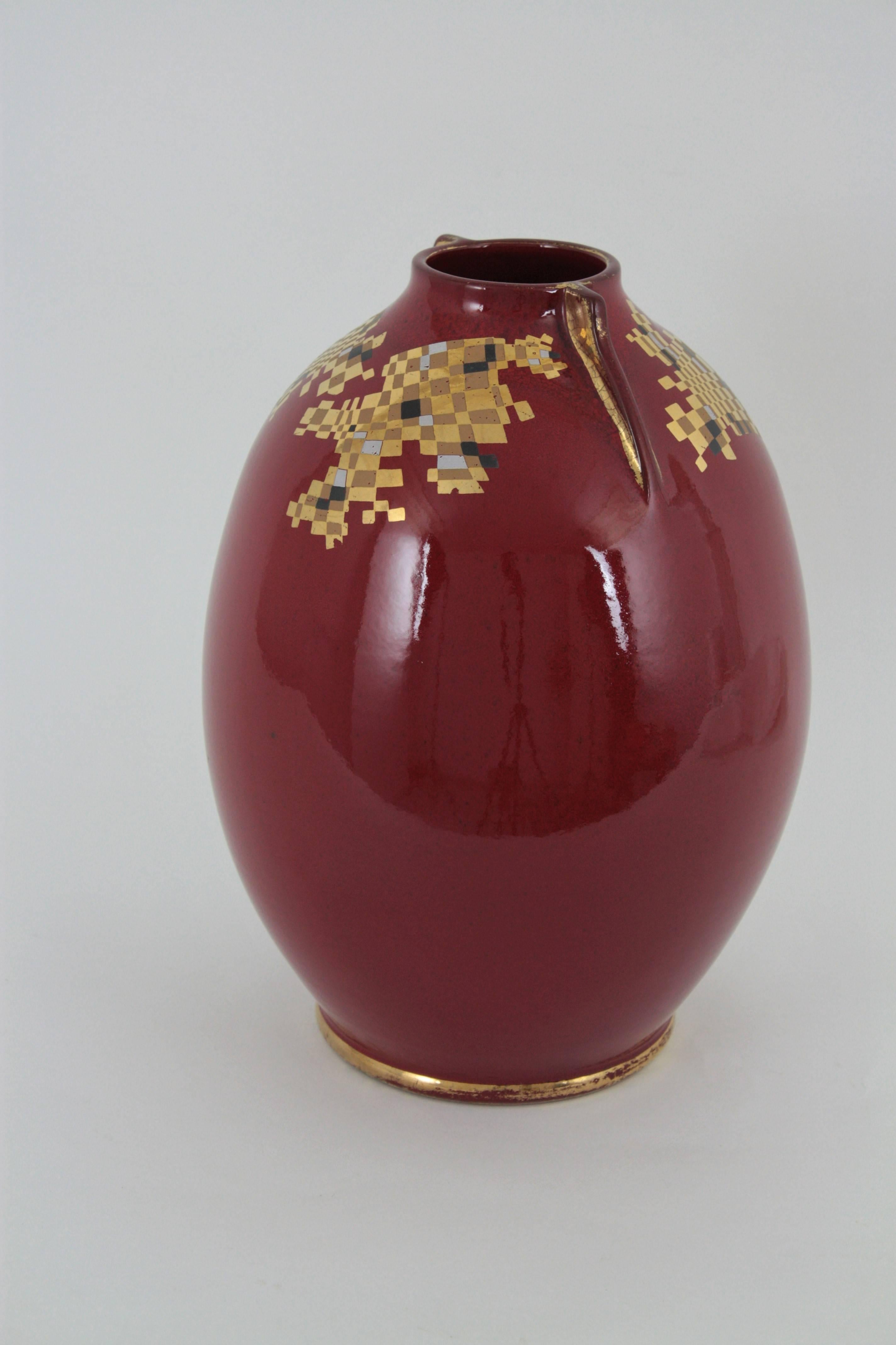 Red Gold Ceramic Vase, 1960s 2