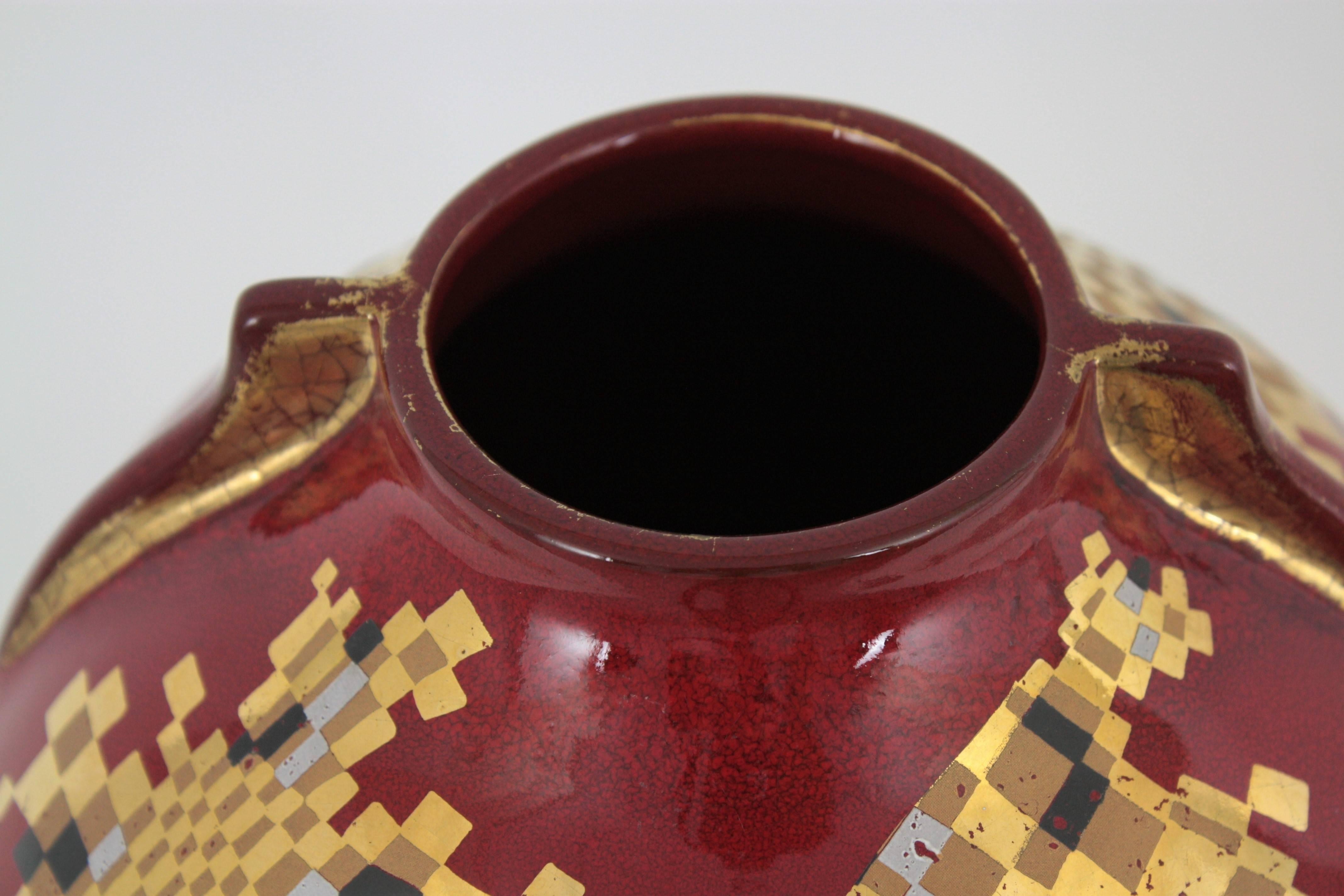 Red Gold Ceramic Vase, 1960s 1