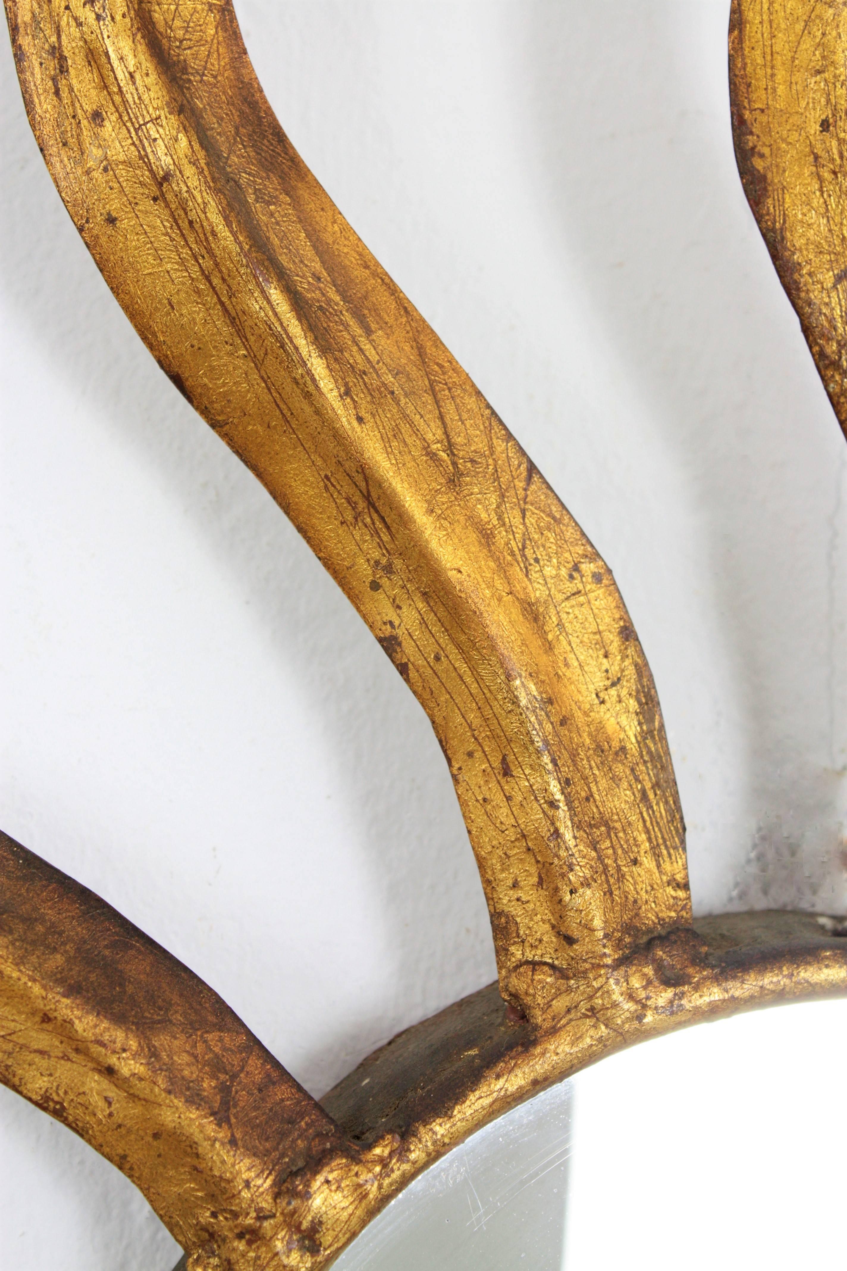 French, Early 20th Century, Gold Leaf Gilt Iron Twisted Sunburst Mirror 2