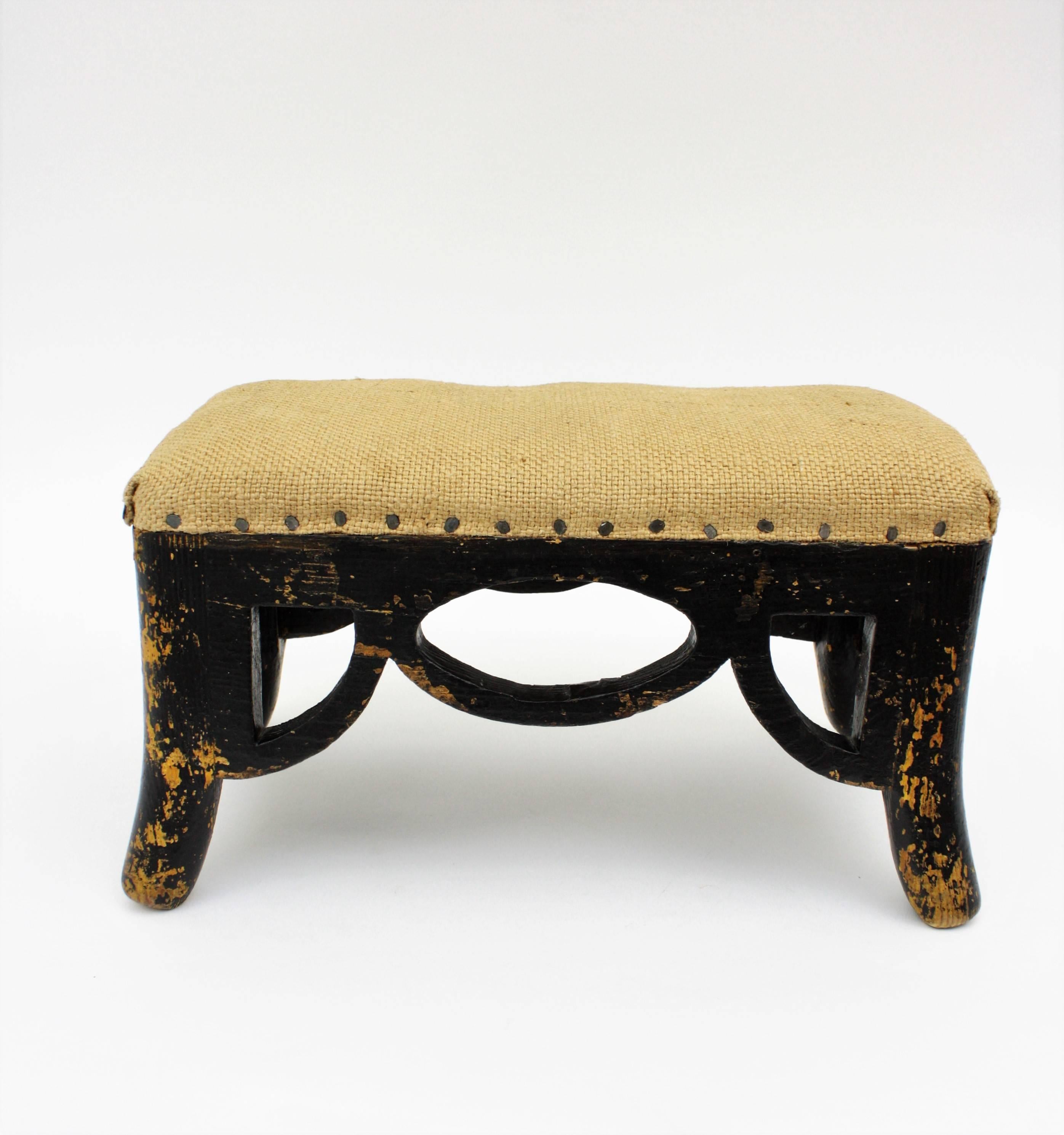 Carved Stool or Vanity Jewelry Stand, Small Scale For Sale