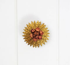 Unusual Spanish, 1950s Rose Gilt Iron Sunburst Light Fixture Miniature