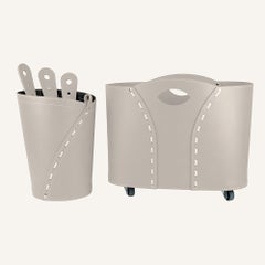 Complete Leather Fireplace Set by Limac Design VOLCOR, Modern Style