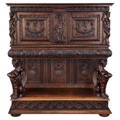 19th-Century French Henri II Renaissance Revival Carved Walnut Buffet