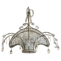 Antique Late 1920's Baguès Beaded Glass Basket Chandelier