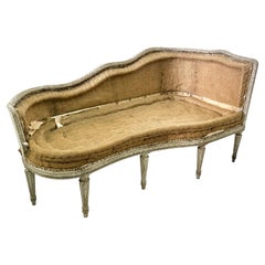 A Late 18th c. Carved Beechwood French Louis XV Period Chaise w/Old Paint Finish