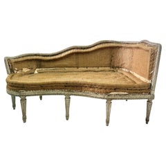 A Late 18th c. Carved Beechwood French Louis XV Period Chaise w/Old Paint Finish