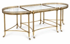 Rare Maison Jansen Tripartite Brass and Carrara Marble Coffee Table, circa 1940