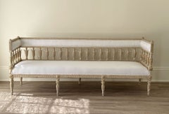Gustavian Intricate Wood Carved Neoclassical Banquette, Sweden , 1860-1880