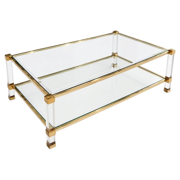 Elegant Mid-century Signed Pierre Vandel two-tier Coffee Table