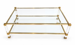 Elegant Mid-century Signed Pierre Vandel two-tier Coffee Table, France 1970