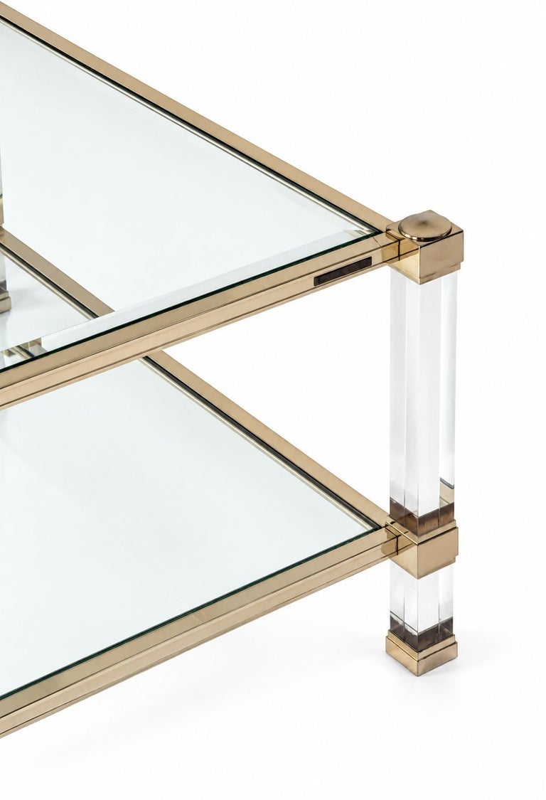 Elegant Mid-century Signed Pierre Vandel two-tier Coffee Table