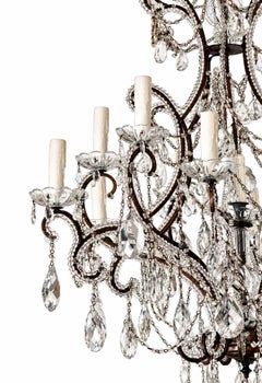 19th Century Toscano 12 lite Iron & Crystal Chandelier , US wired