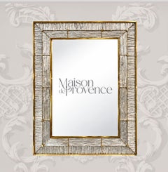 Miroir moderne en verre soufflé artisanal de Murano, dans un cadre en laiton, Italie