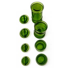 Vintage L.E. Smith Green Textured Glass Canisters Set, 1970