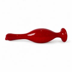 Sculptural German Ceramic Vase, Glossy Red Glaze, Mid-Century