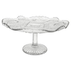 Antike amerikanische Kompottschale aus Pressglas, oval, mit Blumenmotiven, 1890–1910