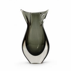 Pair of Mid-Century Murano Sommerso Glass Bases in Fumé Gray