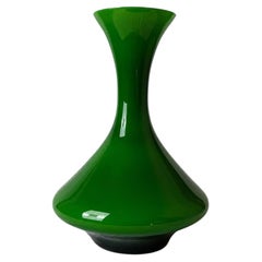 Jarrón de cristal artístico noruego de los años 70, de Willy Johansson, verde jade