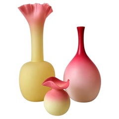 Set viktorianischer burmesischer Glasvasen von Thomas Webb & Sons, England, 1890