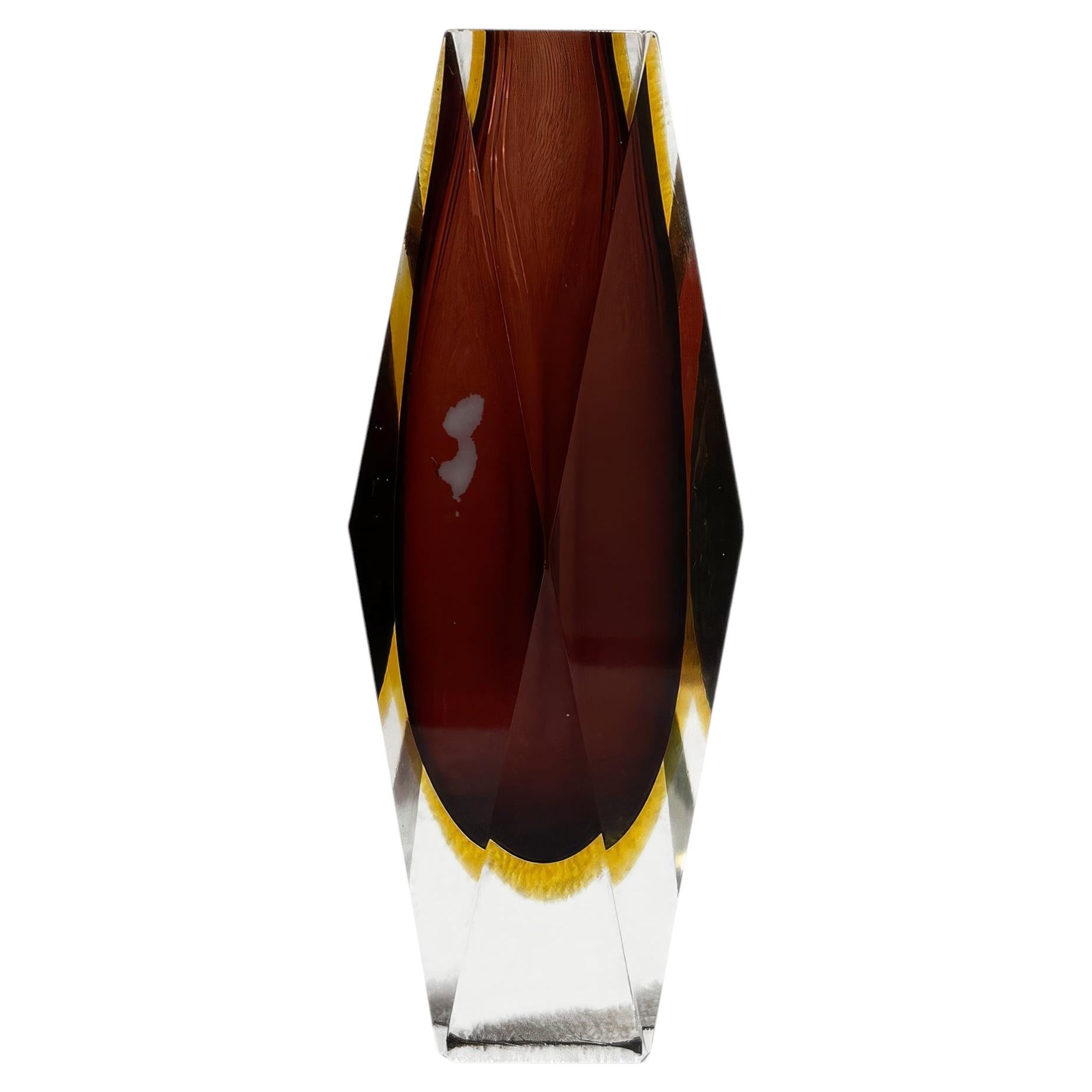 Sculptural Murano Glass Vase, Sommerso Technique, Circa 1960