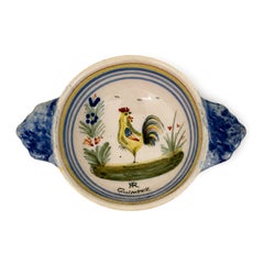 Vintage Henriot Quimper Faience Roaster Bowl & Pitcher Set, circa 1960