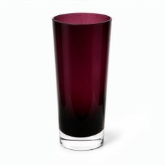 Set of Two Polish Amethyst Glass Vases, Mid-Century Modern, 1960